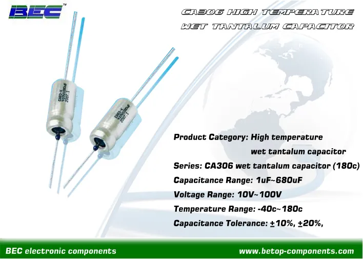 CA306 Axial Tantalum Capacitor 180 ڈگری سی